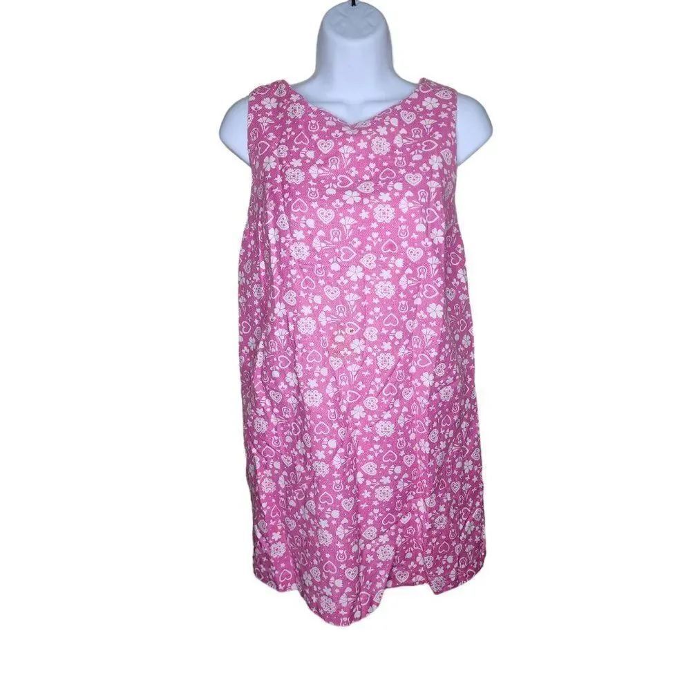 Vintage 60s Jumper Dress Womens Size S Pink Hearts Floral Maternity
